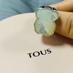 TOUS Ring Silver TOUS Color Ring with faceted mother-of-pearl Women Jewelry 56#